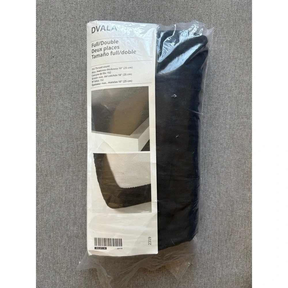 Ikea DVALA Full/Double Flat & Fitted Sheet Black Cotton